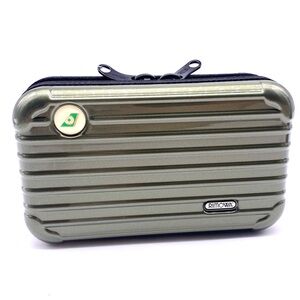RIMOWA Metallic Green Compact Travel Toiletry Small Clutch Hard Protective Case